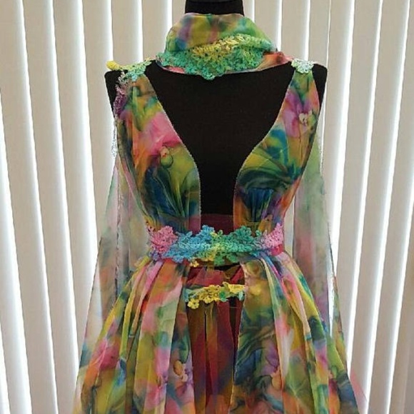 IRISA Multi Color Chiffon Tulle Wedding Gown - Picture 3 of 8